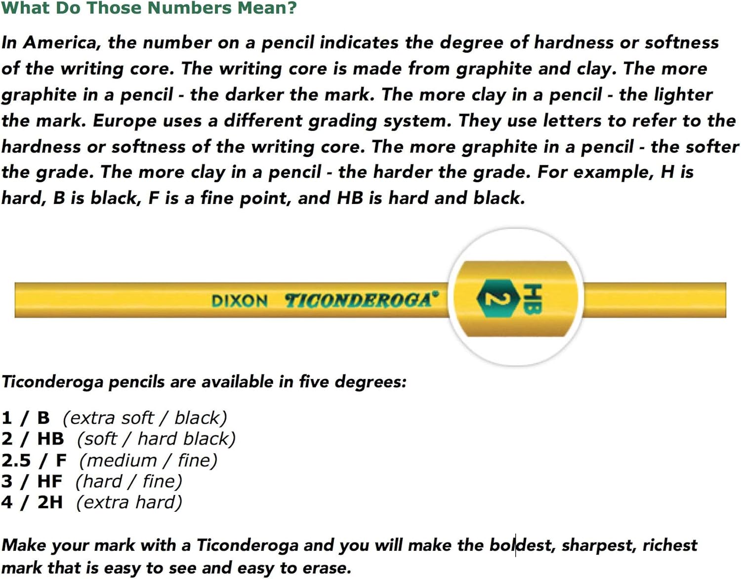 Ticonderoga Pencils, Wood-Cased, Graphite #2 HB Soft, Black, 24-Pack (13926) : Wood Lead Pencils : Office Products