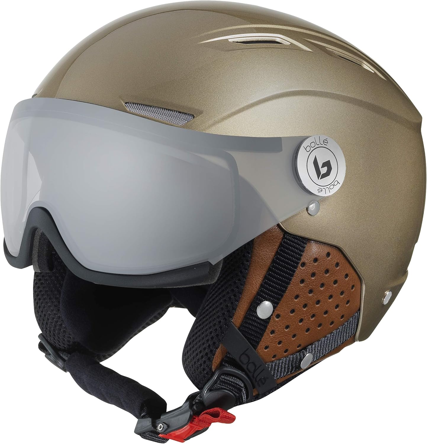 gold ski helmet