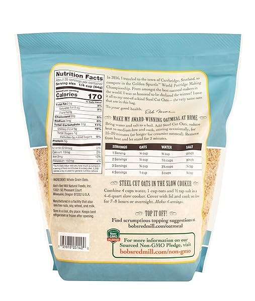 BOB’S RED MILL STEEL CUT OATS, 54OZ (PACK OF 1) – NON GMO, WHOLE GRAIN, VEGAN, KOSHER