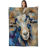 amepay Colorful Goat Blanket Artistic Goat Soft & Warm Flannel Fleece Throw Blankets - Cozy, Lightweight, Plush Comfort for Couch, Bed, Travel, and Outdoor Use 60x50 inch