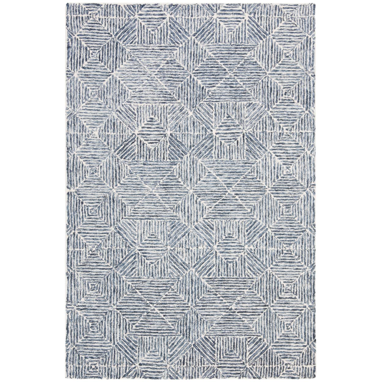SAFAVIEH Abstract Collection Contemporary Rug for Living Room Dining Room Bedroom Short Pile Blue and Ivory 30 x 48 Inch — image 1