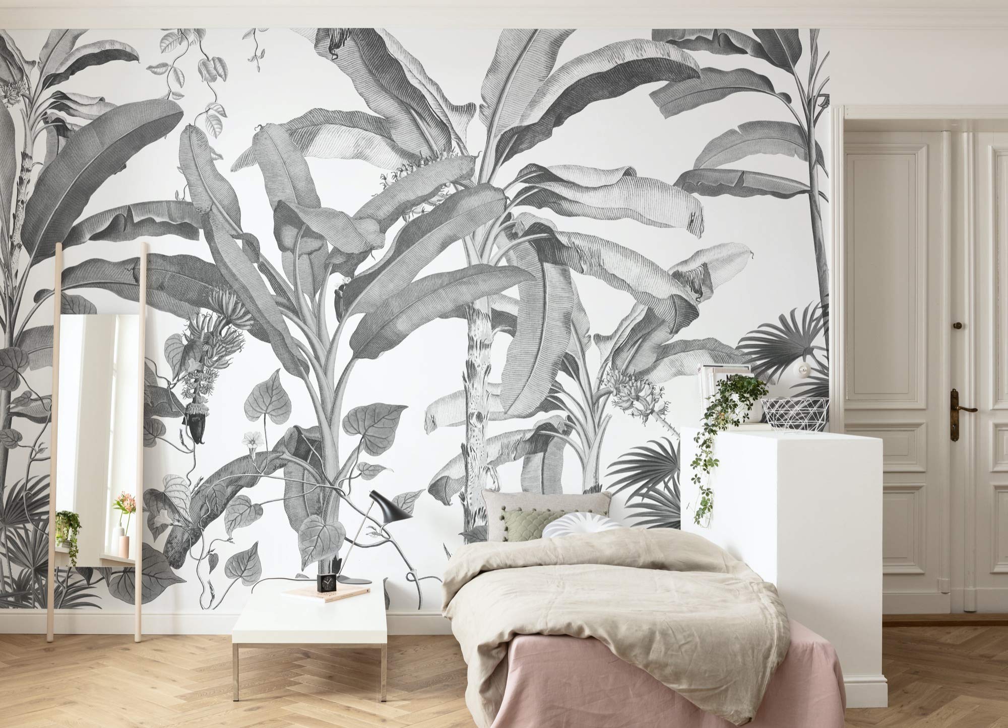 Komar Non-Woven Photo Wallpaper Croissances Monochrome Palm Trees Botany Living Room Bedroom Decoration Wallpaper Size: 400 x 280 cm (Width x Height) – 8 Panels – Panel Width 50 cm