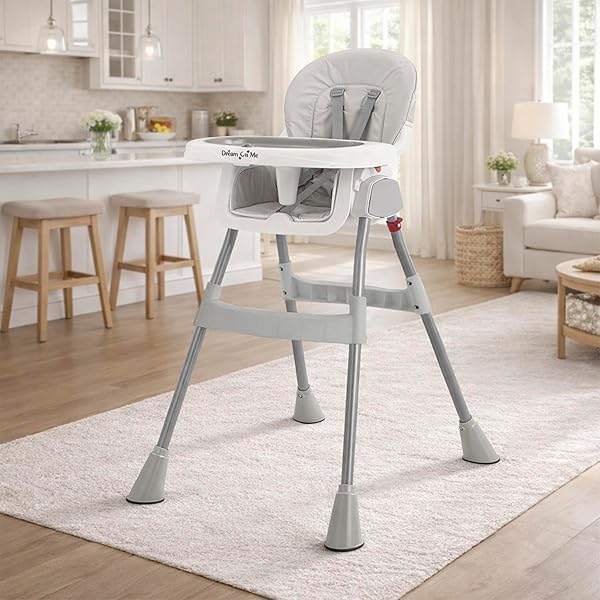 DREAM ON ME PORTABLE 2-IN-1 TABLETALK HIGH CHAIR, CONVERTIBLE COMPACT HIGH CHAIR, LIGHT WEIGHT PORTABLE HIGHCHAIR, GREY