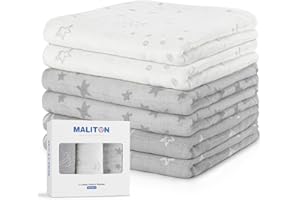 Baby Muslin Cloths, 6 Pcs 70x70cm - Soft, Absorbent and Breathable Muslin Cloths for Cleaning, Drying, Covering Newborns
