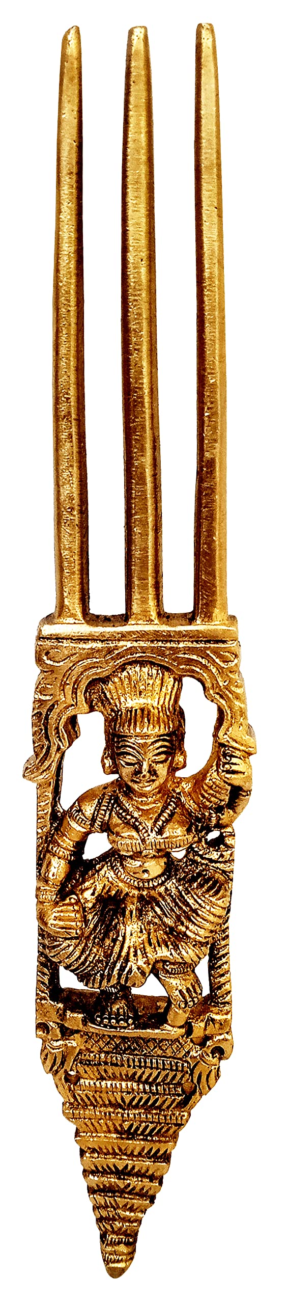 Purpledip Brass Wall Decor Accent Figurine: Apsara, A Mythical Dancing Beauty (12649A)