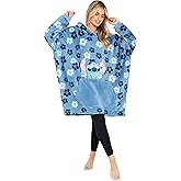 Disney Stitch Eeyore Oversized Wearable Blanket Hoodie Women Sherpa Fleece Warm Hooded Blanket Gifts for Her (Blue Tropical)