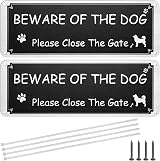 Svalor Beware of The Dog Sign 2 Pack Aluminium 3.5x9.8 inches Rustproof UV view 1