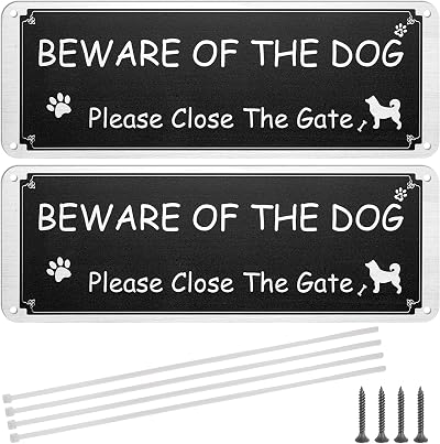 Svalor Beware of The Dog Sign 2 Pack Aluminium 3.5x9.8 inches Rustproof UV