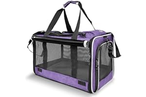 GAPZER Carrying Bag for Yorkie Dog Travel Kennel Ventilated Softside Pet Carrier Tiny Dog Crate for Teacup Poodle 12lb Large Kitty Transport Cage with Cover Chihuahua Supply Purple