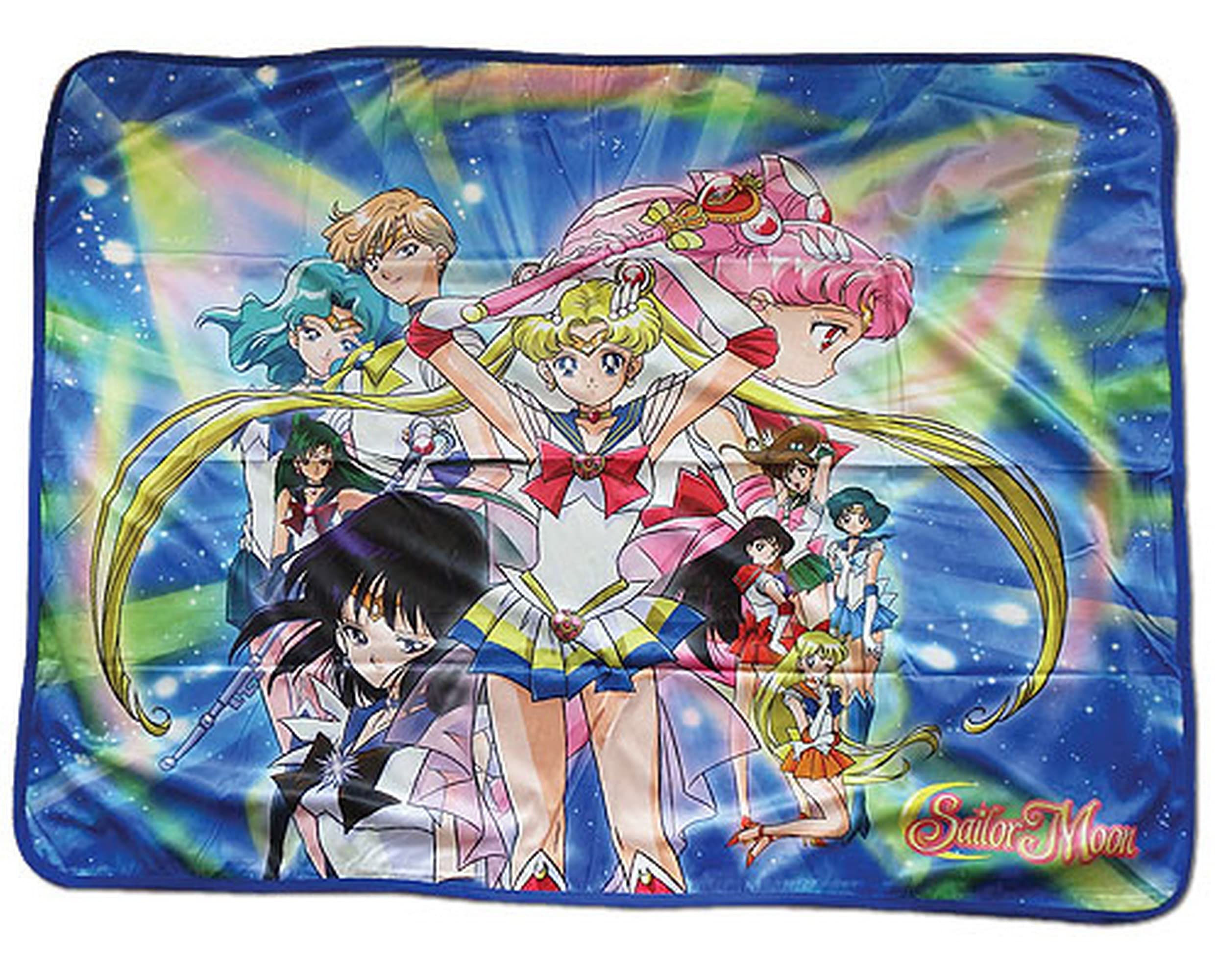 Great Eastern Entertainment Sailor Moon S Super Group Sublimation Throw Blanket, Cotton, Multi-Colour