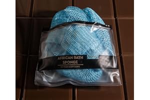 Bellanomi African Exfoliating Net Sponge Authentic Ethically Sourced from Nigeria 45 inch Long (Baby Blue)