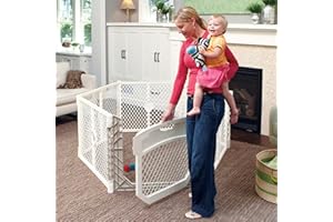 Toddleroo by North States - Superyard Ultimate Play Yard: Freestanding 6-Panel Baby Playpen with Door - Indoor or Outdoor Use - Made in USA - Encloses Up to 18.5 Square Feet - 26 Inches Tall - Ivory