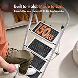 VonHaus 4 Step Folding Step Ladder Steel 150kg Capacity White view 2
