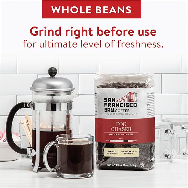 SAN FRANCISCO BAY COFFEE – MEDIUM-DARK ROAST WHOLE BEAN COFFEE – FOG CHASER (2 LB BAG)