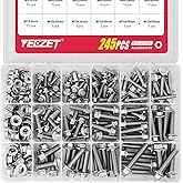 YEEZET 245PCS M6 M8 M10 Heavy Duty Flanged Bolts and Nuts Kit,Stainless Steel 304 Metric Flanged Hex Screws Nuts Includes 15 