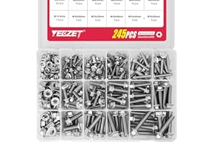 YEEZET 245PCS M6 M8 M10 Heavy Duty Flanged Bolts and Nuts Kit,Stainless Steel 304 Metric Flanged Hex Screws Nuts Includes 15 