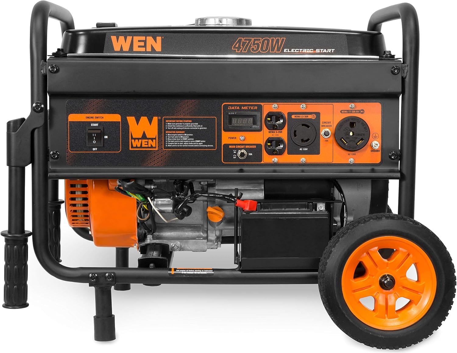 WEN 56475 4750-Watt Portable Generator with Electric Start and Wheel Kit : Garden & Outdoor