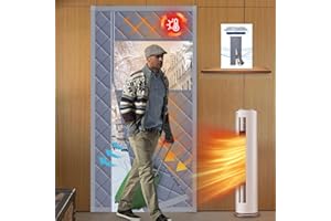 ABVRUN Winter Door Curtain Fits Door Size 38" X 82" Magnetic Thermal Insulated Curtain Insulation Cover Made of Oxford and Cotton Temporary to Soundproof, Side Opening (with Visible Panels)