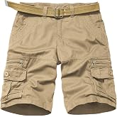 CARPANT Men's Lightweight Cotton Casual Cargo Shorts Multi Pockets | Relaxed Fit Outdoor Casual Work Shorts with Zipper Pockets No Belt