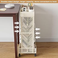 COVAODQ Book Cart with Wheels Mobile Bookshelf