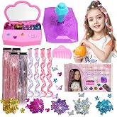 Pluspace Hair Gem Stamper Kit for Girls Ages 6-15, 600+ Hair Gems | Spark Sequin No-Glue Bedazzler Tool, Reusable Hair Accessories, 8 Hair Extension, DIY Jewel Stamper for Girls Hair Style
