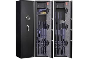 MARCREE Digital Password Long Gun Safes,Rifle Gun Safe Quick Access 5 Gun Storage Cabinet for Home Rifles Shotguns, Adjustable Support Frame, Removable Shelf, for Rifles Shotguns Pistols