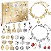 MOVINPE Advent Calendar Charm Bracelet 2025 for Teenage Girls Women, 24 Days Jewelry Necklace Bracelets Making Kit - Christmas Countdown Gifts for Teen Girl Daughter, Girlfriend, Wife, Mom (Golden)