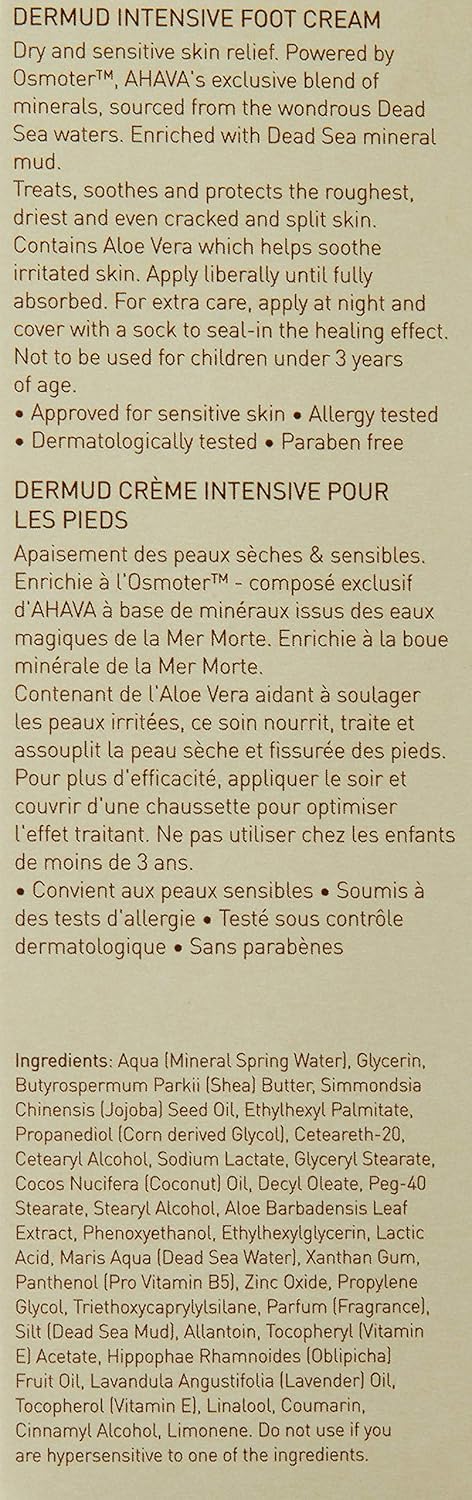 AHAVA Dermud Intensive Foot Cream, 3.4 Fl Oz: Premium Beauty