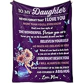 Flpoxzd Daughter Gifts from Mom, Daughter Birthday Gifts, Daughters Blanket, Birthday Gifts for Daughters Adult Idea, Graduation Present for Daughters 60”x50”