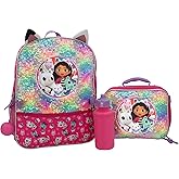 AI ACCESSORY INNOVATIONS Gabby’s Doll House 4 Piece Backpack Set, Flip Sequin 16" School Bag for Girls with Front Zip Pocket, Pink
