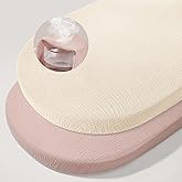 Basumee Muslin Bassinet Sheets for Baby Girl Boy 2 Pack Soft Breathable Baby Bedside Bassinet Fitted Sheets with Bottom Elastic Band Mattress Cover for Rectangle Oval Hourglass Bassinets