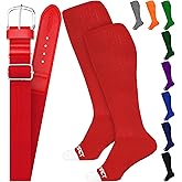 Exxact Sports Youth Baseball Socks and Belt Combo for Boys Girls - Soft, Durable Softball Socks and Belt Youth & Adult Sizes