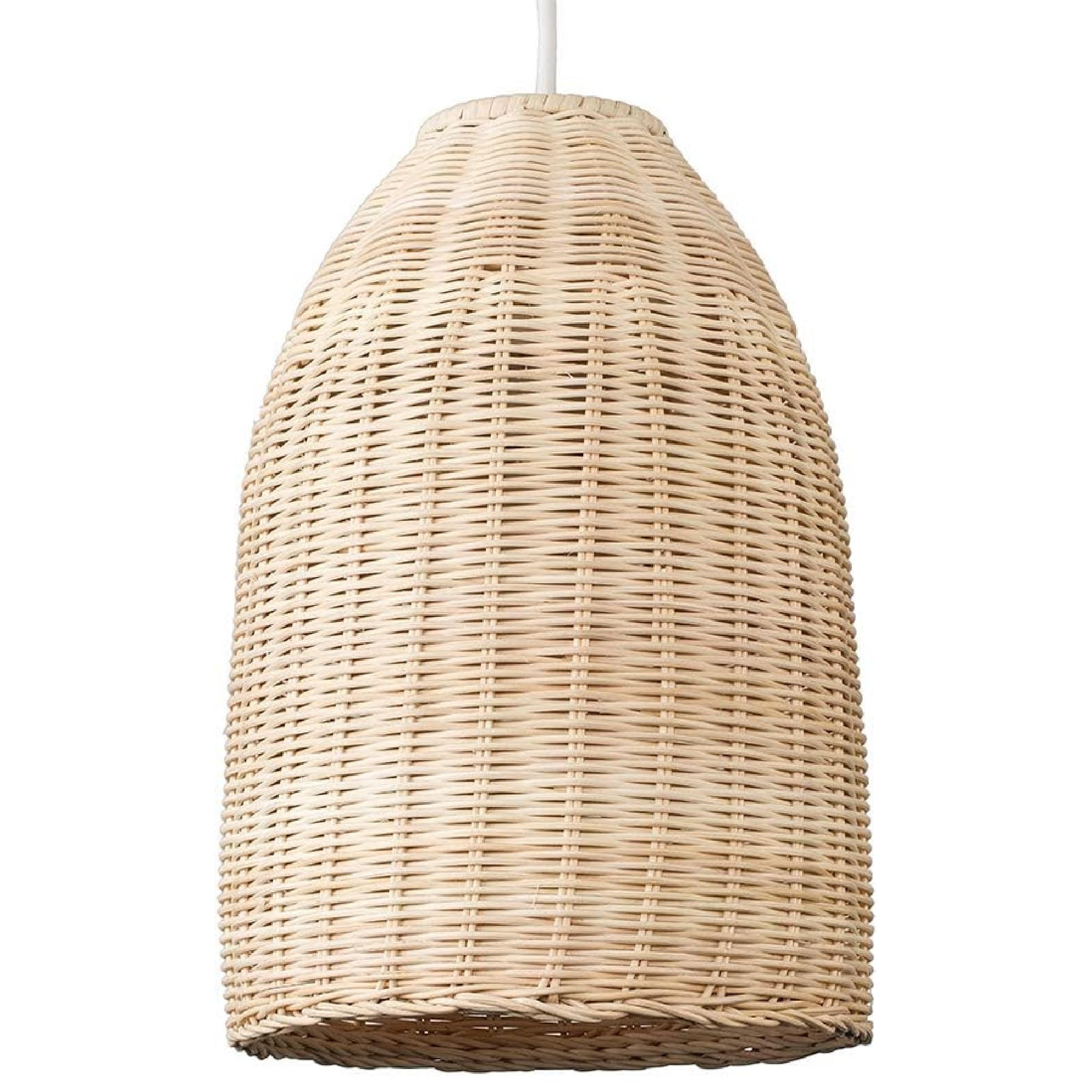 MiniSun | Modern Rattan Basket Ceiling Light Shade in a Natural Wicker Finish | Pendant Lights, Home Décor & Improvement Essential | 21cm Shade Width