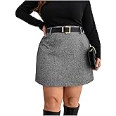 WDIRARA Women's Plus Size Houndstooth Mini Skirt High Waisted A Line Old Money Skirts