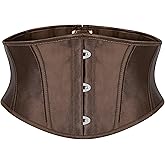 JASGOOD Corset Wide Belt for Women Boned Lace Up Underbust Renaissance Steampunk Pirate Halloween Belt,Coffee