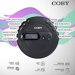 COBY Portable CD Player with Earbuds, FM Radio