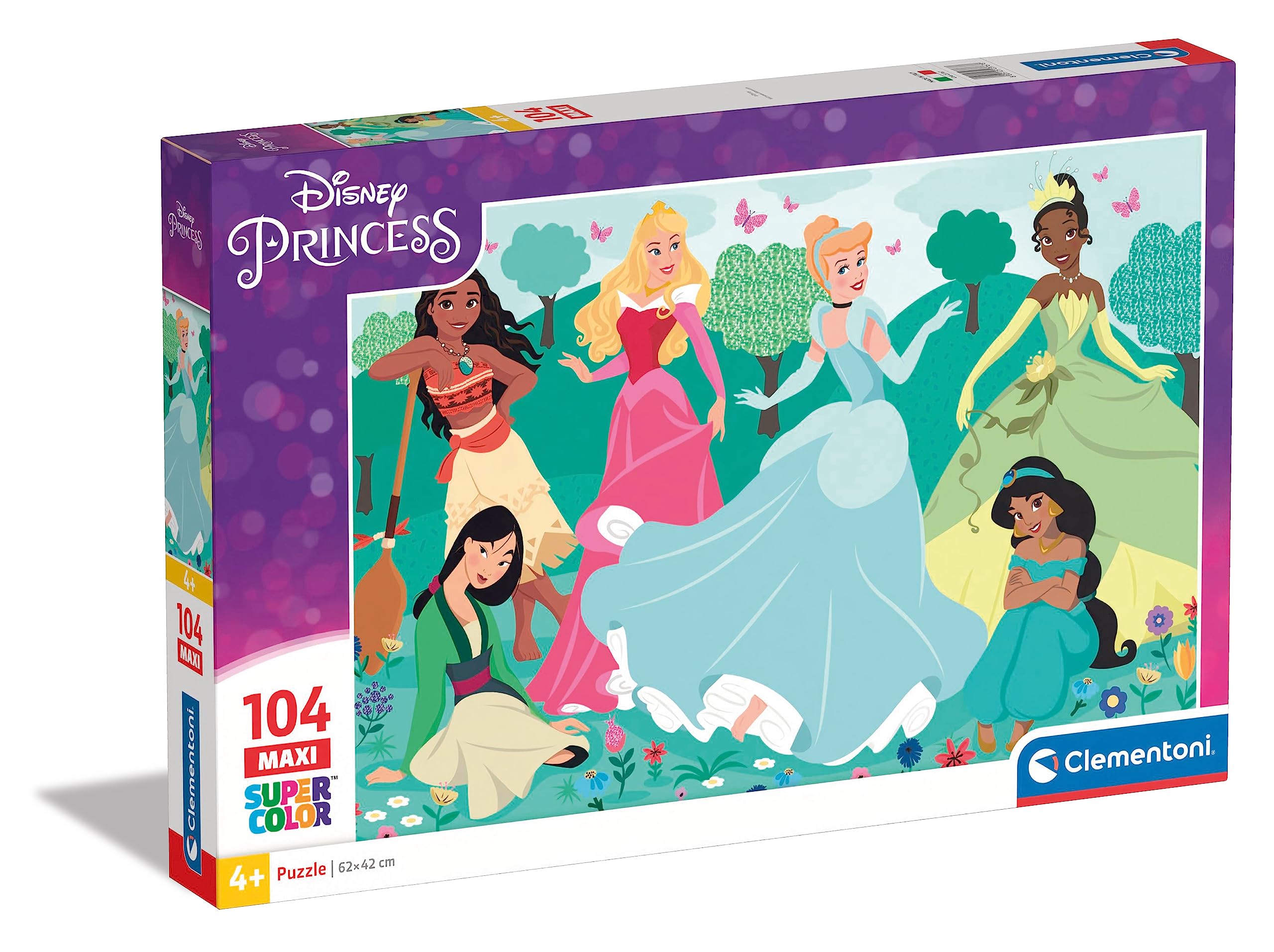Clementoni - 23767 - Supercolor Puzzle Disney Princess - 104 Maxi Pieces - Jigsaw Puzzle For Kids Age 4