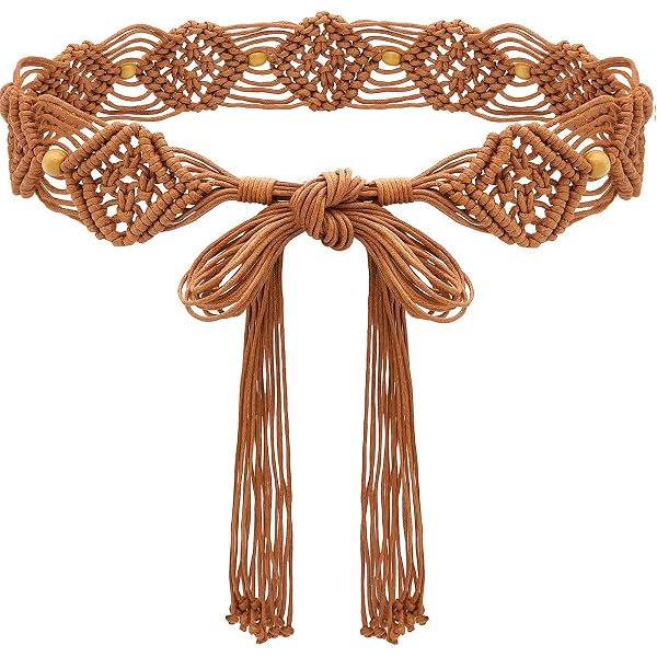 Bohemian Style Woven Rope Braid Waist Belt Sash ILuvatar Handmade Flower Sash Belt for women Wedding Party  main image 3