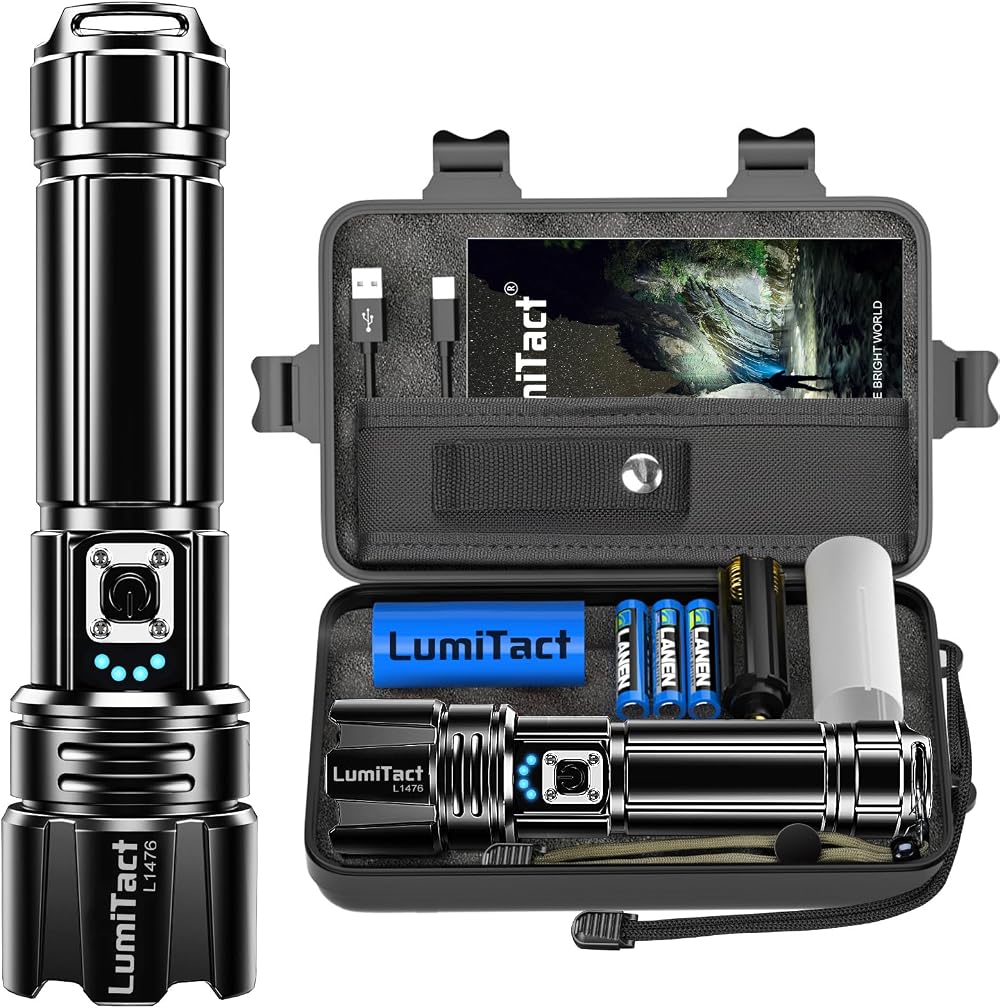 Lumitact XHP70.2 LED Torch 500000 Lumens Rechargeable Flashlight 5 Modes Zoom