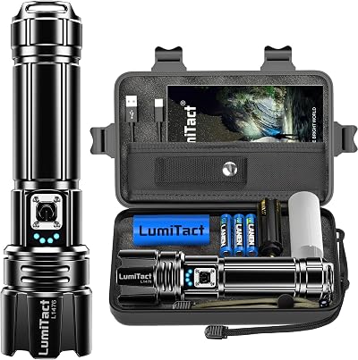 Lumitact XHP70.2 LED Torch 500000 Lumens Rechargeable Flashlight 5 Modes Zoom
