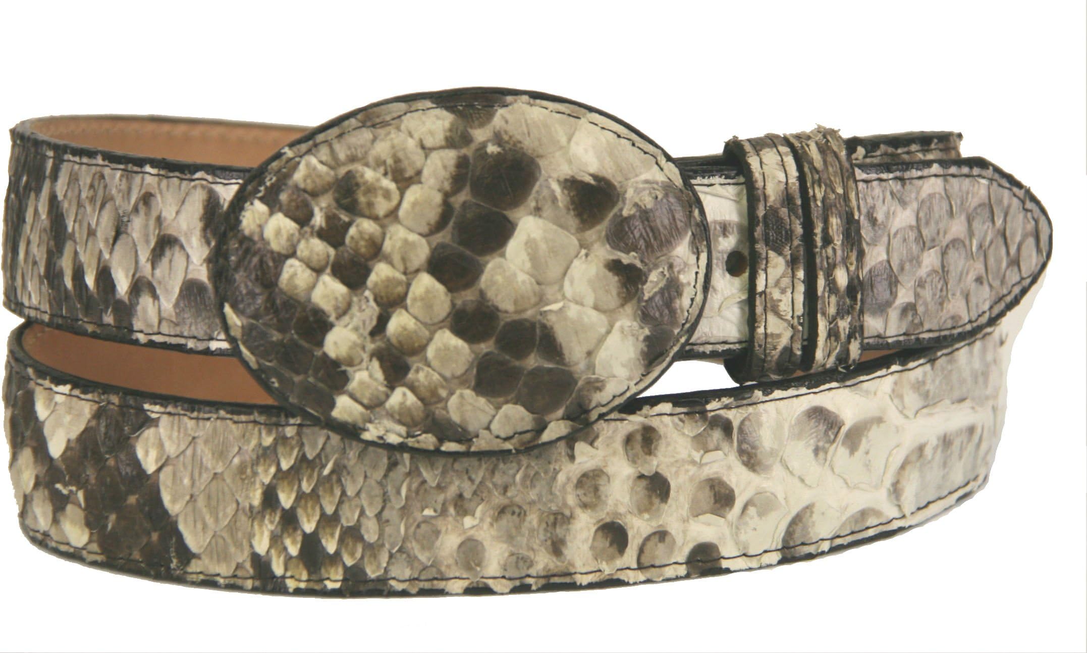 Men's New Genuine Exotic Python Snake Skin Cowboy Western Rodeo Dress Belt Natural Color (34)