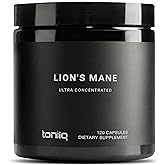 Toniiq Lions Mane Supplement Capsules โ Standardized >20% Beta-Glucans - Full-Spectrum Fruiting Body + Mycelium - USA-Grown - Third-Party Tested - 120 Capsules