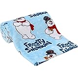 Warner Brothers Frosty The Snowman Red, White, and Light Blue Super Soft Christmas Baby Blanket