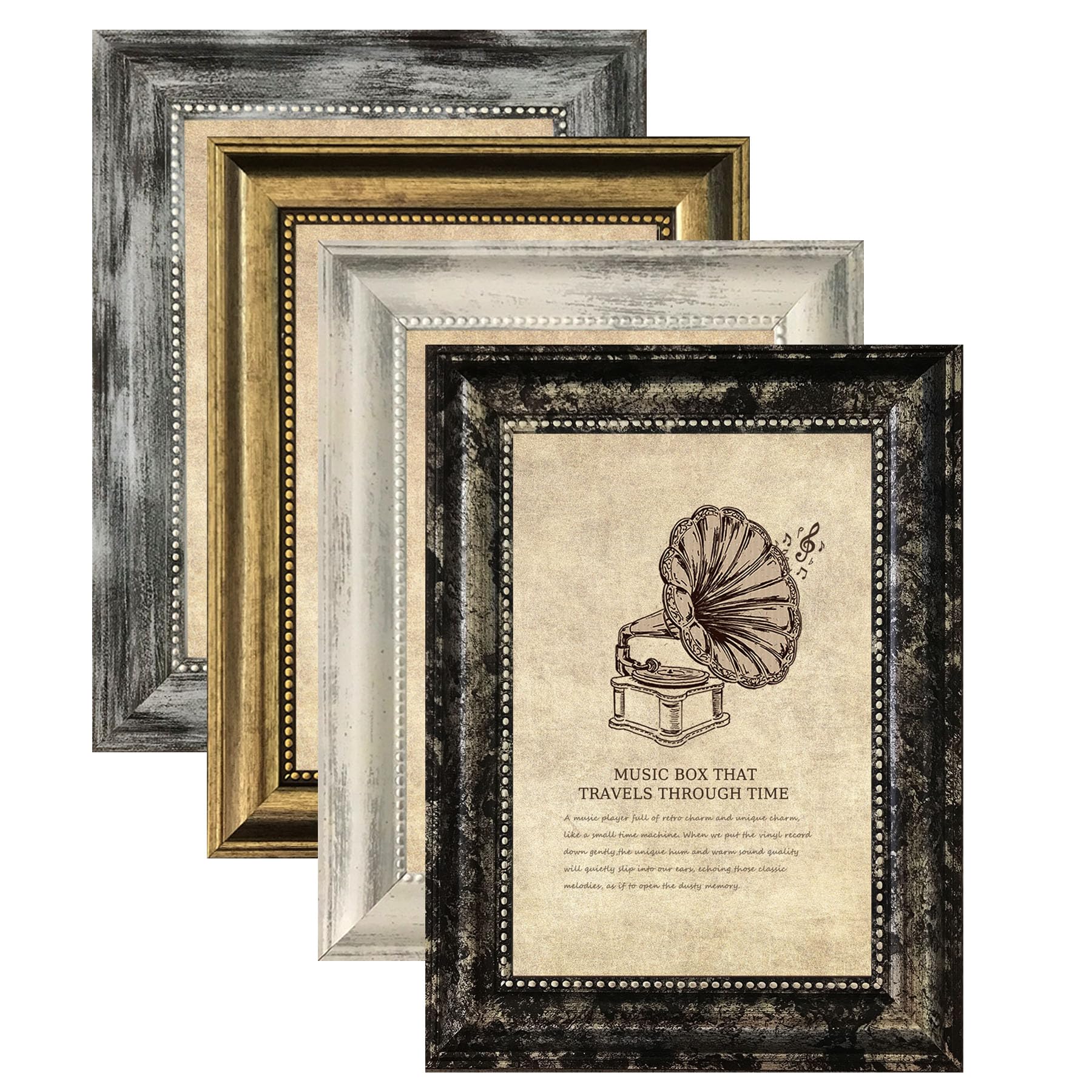 Photo 1 of TKYGU 4x6 Picture Frames Set of 4- Rustic Retro Photo Frame with Real Glass Wall Mount and Tabletop Display Family Friends Wedding Gift
