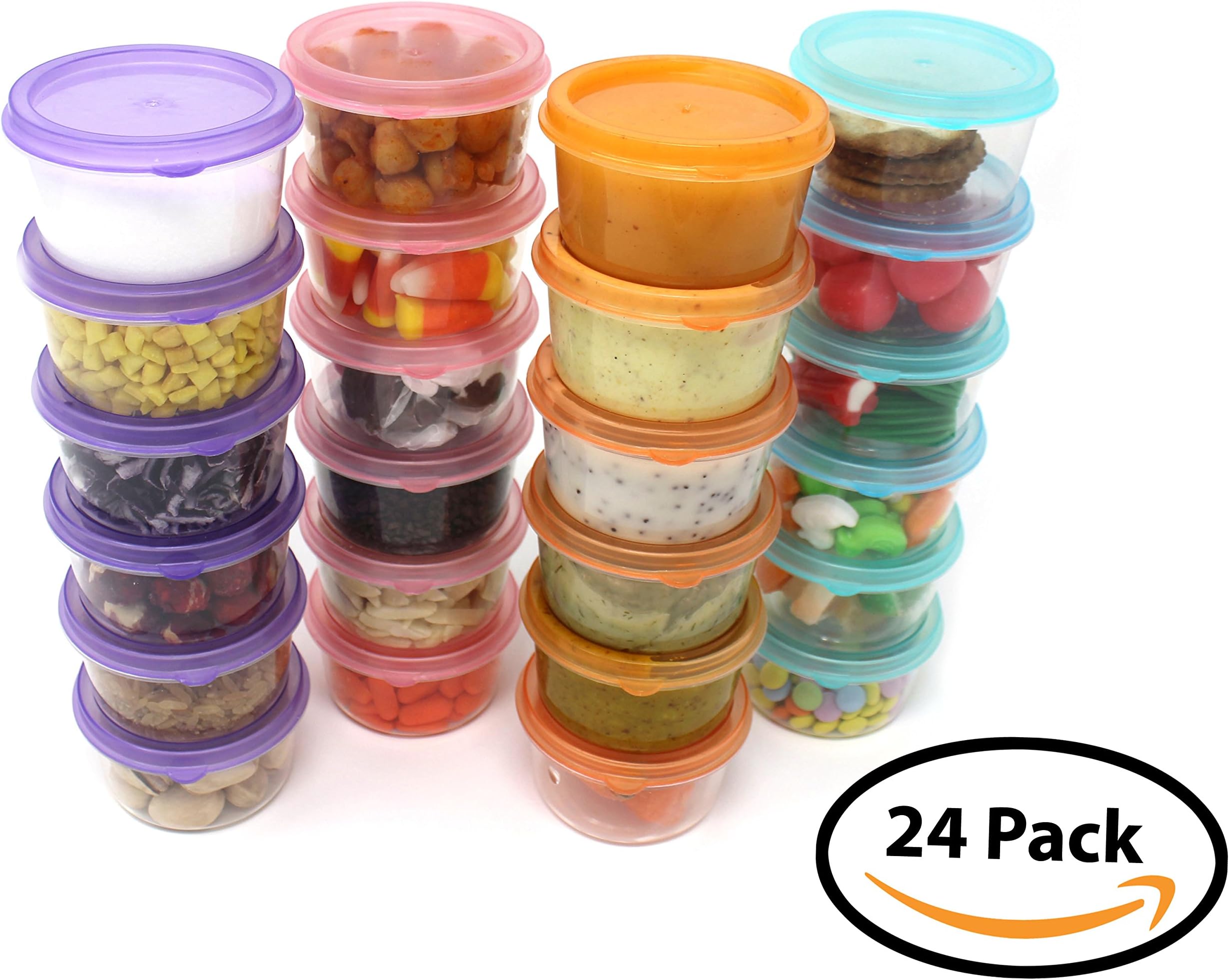 24 Mini Round Storage Containers 3oz.