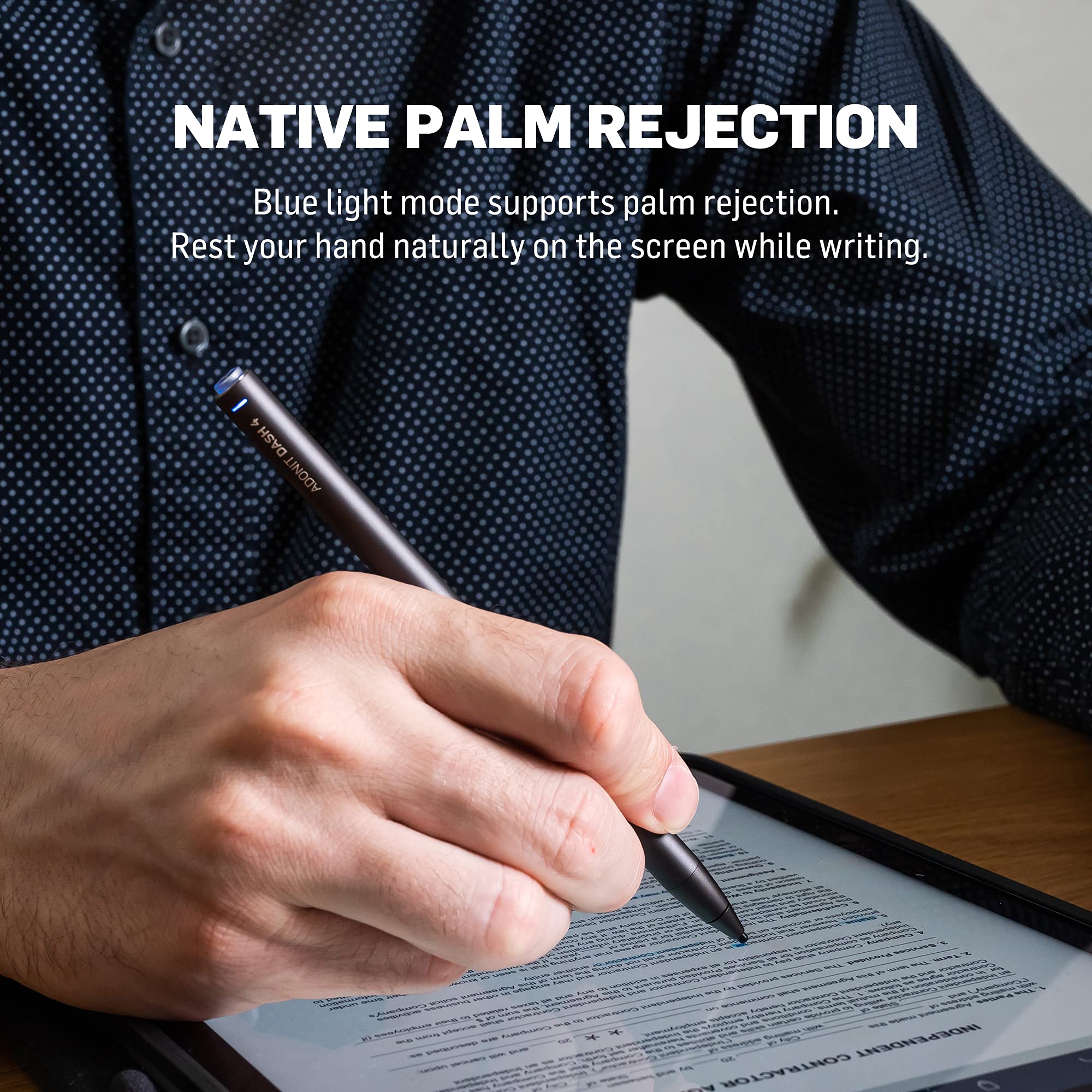 Adonit Dash 4, Multi-Device Stylus for iPad and Touchscreen, Duo Mode Active Digital Pencil with Palm Rejection, Compatible with iPad, iPhone, Android, and More- Graphite Black