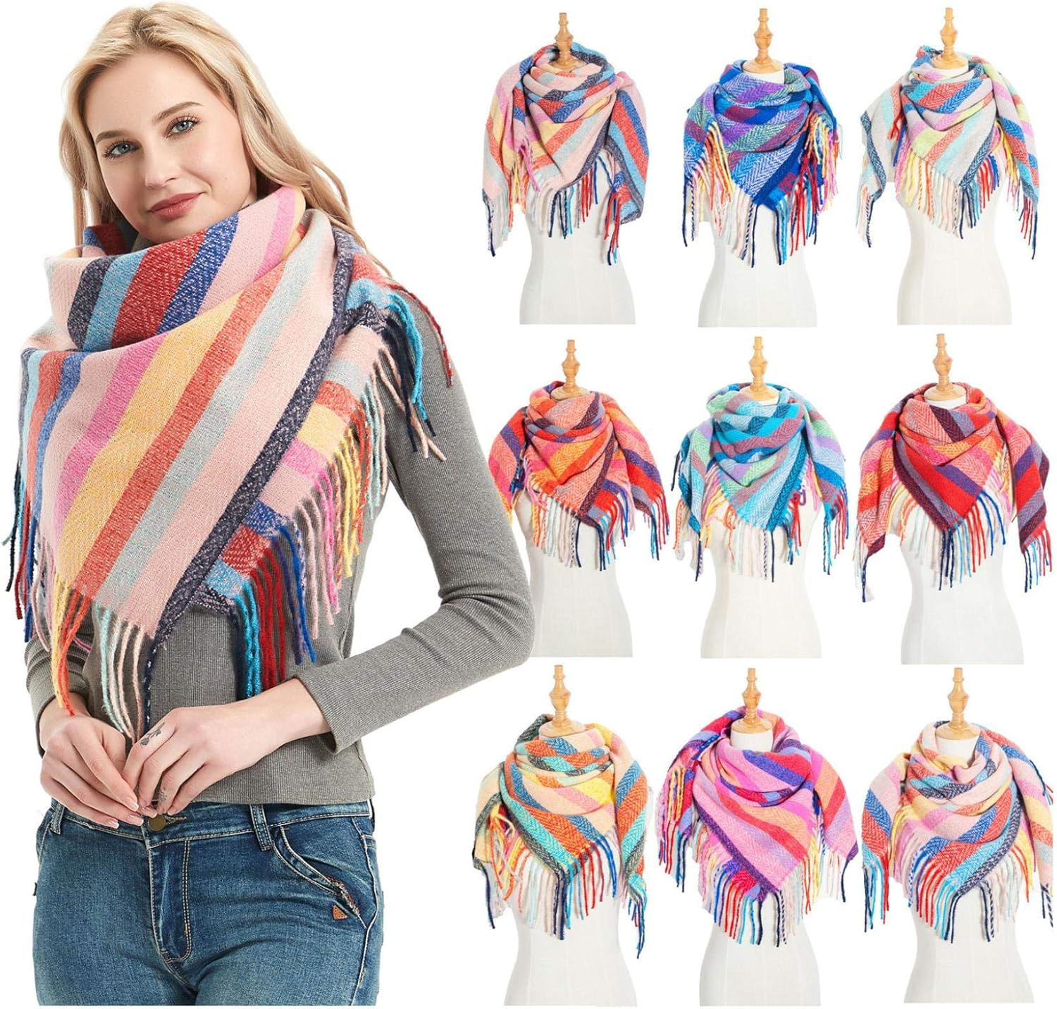 Fashion Winter Warm Long Shawls and Wraps, Colorful Scarf Casual Soft