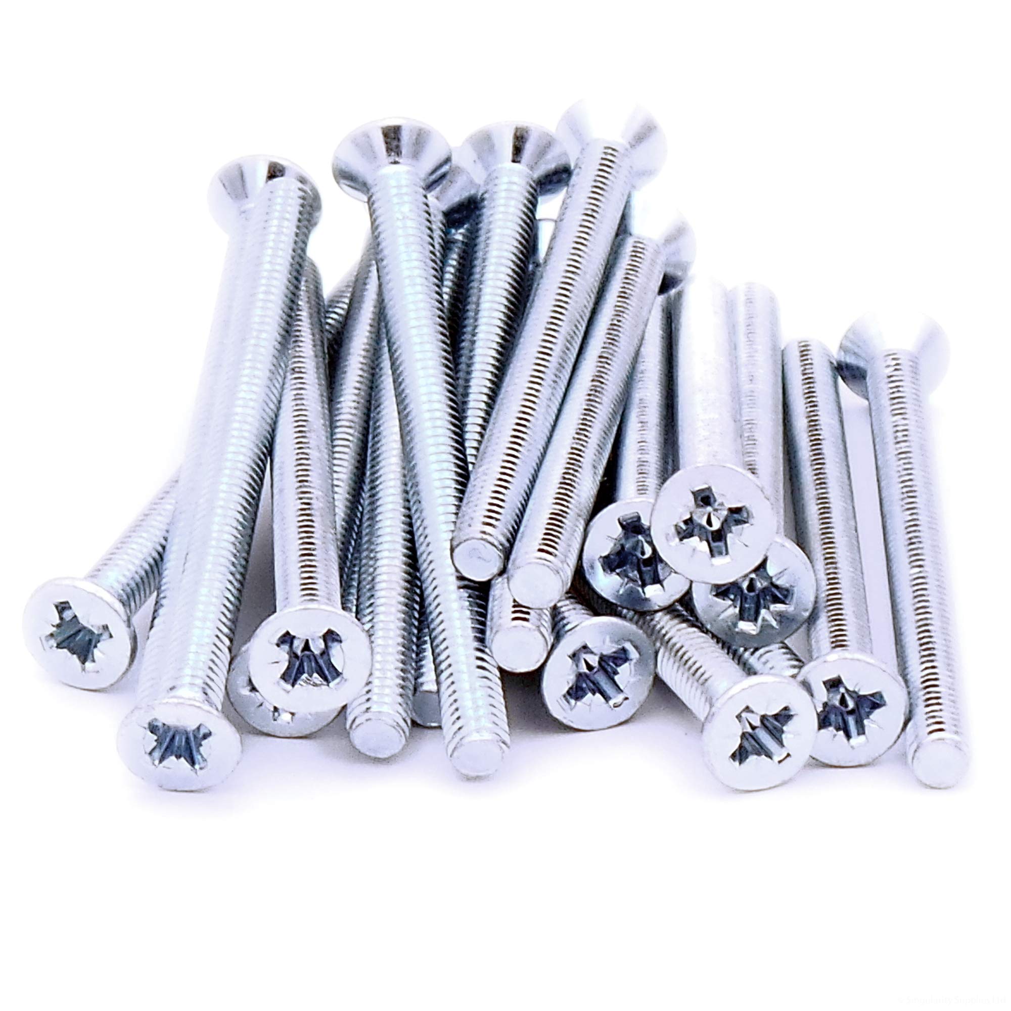 M4 (4mm x 50mm) Pozi Countersunk Machine Screw (Bolt) - Steel (Pack of 20) — image 1