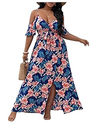 Floerns Women's Plus Size Cold Shoulder Short