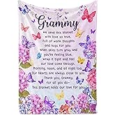 Huglanket Grammy Gifts from Grandkids, Grandma Gifts for Grammy, Butterfly Flannel Throw Blanket for Grandma on Birthday, Mothers' Day, Grandparents' Day, Christmas, 50" x 65"